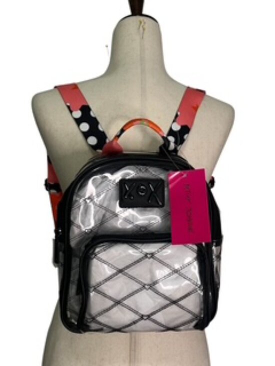 NEW Betsey Johnson Clear XOX Backpack Zip top Adjustable straps NWT